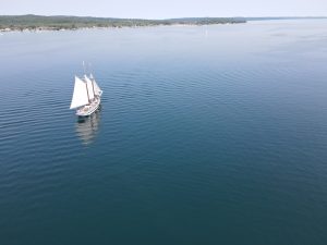 Sailboat in West Grand Traverse Bay Traverse City Michigan