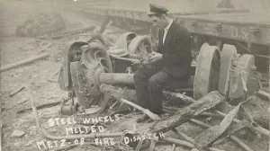 Steel Wheels of train melted during the 1908 Metz Fire