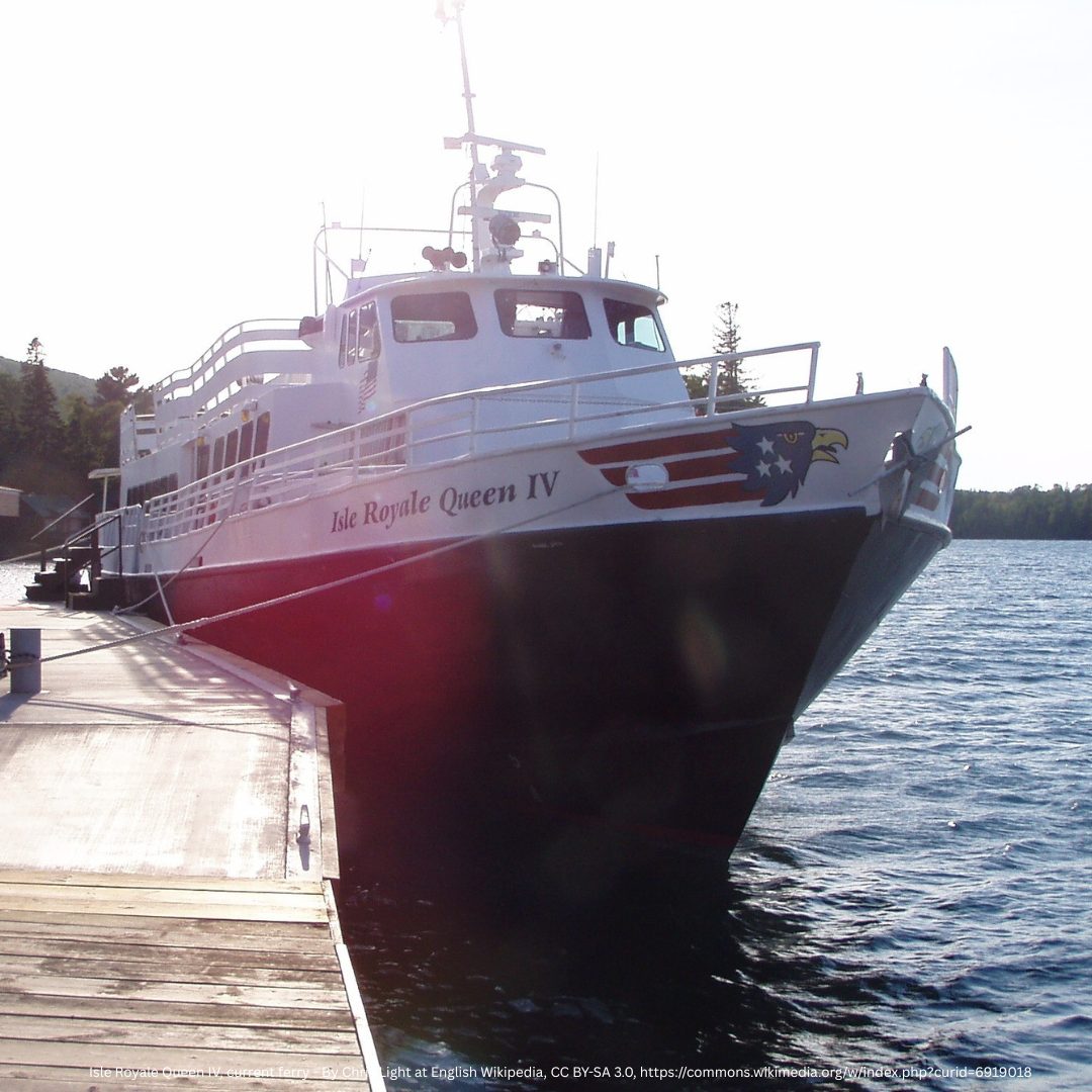 On August 4, 1929, the Water Lily ferry launched from Copper Harbor, giving Michiganders their first direct boat to Isle Royale. Isle Royale Queen IV, current ferry - By Chris Light at English Wikipedia, CC BY-SA 3.0, https://commons.wikimedia.org/w/index.php?curid=6919018