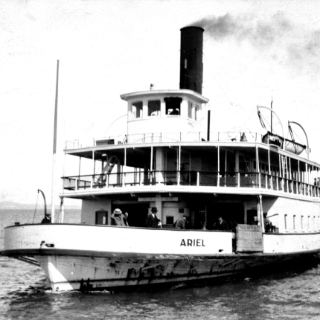 On July 31, 1923, Michigan launched its state ferry service across the Straits of Mackinac, and on August 6, 1923, the first car ferry—the wooden-hulled Ariel—made her maiden voyage across the straits.