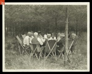 "Vagabonds" Dining Outdoors on a Camping Trip, 1923
Between 1916 and 1924, Henry Ford, Thomas Edison, Harvey Firestone and John Burroughs -- the self-styled Vagabonds -- embarked on a series of camping excursions. These Vagabonds reveled in camping, hiking, sightseeing and just being in each other's company. In 1923, the Vagabonds (minus Burroughs who had died in 1921) and their wives visited Michigan's Upper Peninsula. Object ID 84.1.1660.P.188.5412 From the Collections of The Henry Ford. Gift of Ford Motor Company.