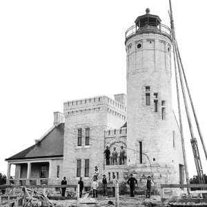 Old Mackinac Point Lighthouse guided ships through the Straits until the Mackinac Bridge made it obsolete. Today it stands as a restored maritime museum.